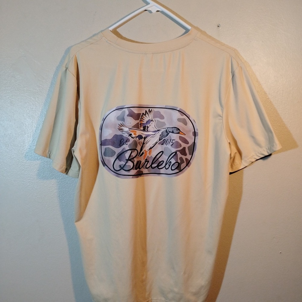 Burlebo Ducks Flying In Tee Men, Small,  Olive Color, Short Sleeve, Chest Pocket